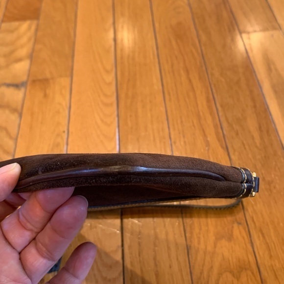 Dooney & Bourke suede brown Zip top Wristlet Wallet ID Holder purse 8” x 4.5” - Picture 8 of 8